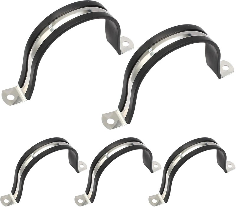 Jersvimc 5PCS Reinforced Rigid Pipe Strap Clamp 2-7/8 Inch Conduit Clamp with Rubber Straps, Pipe Brackets for Mounting 2 Hole U Clamps Brackets Strap Hanger Tube Tension Clips Heavy Duty - Image 1